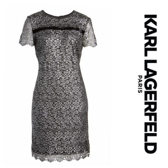 Karl Lagerfeld Dresses & Skirts - Karl Lagerfeld Metallic Lace Cocktail Dress